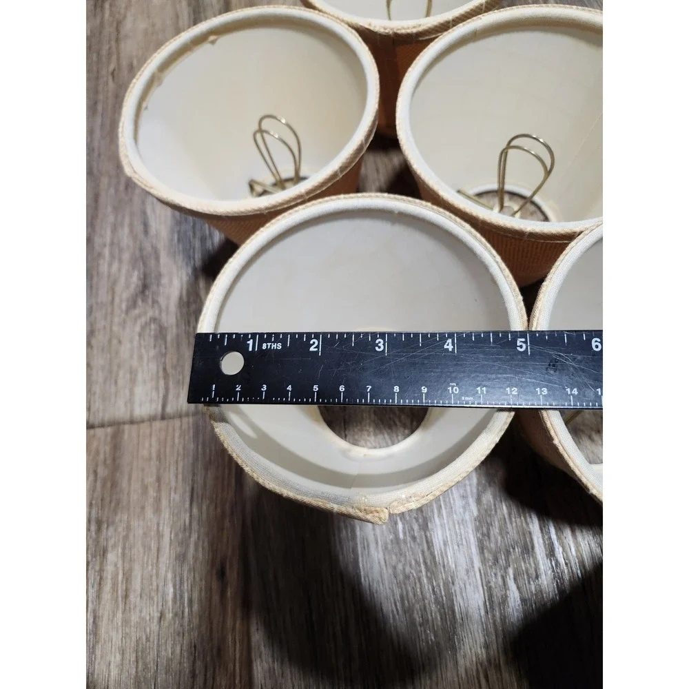 5 Vintage Mini Lamp Shades Beige Diamond Pattern Lot New Old Stock